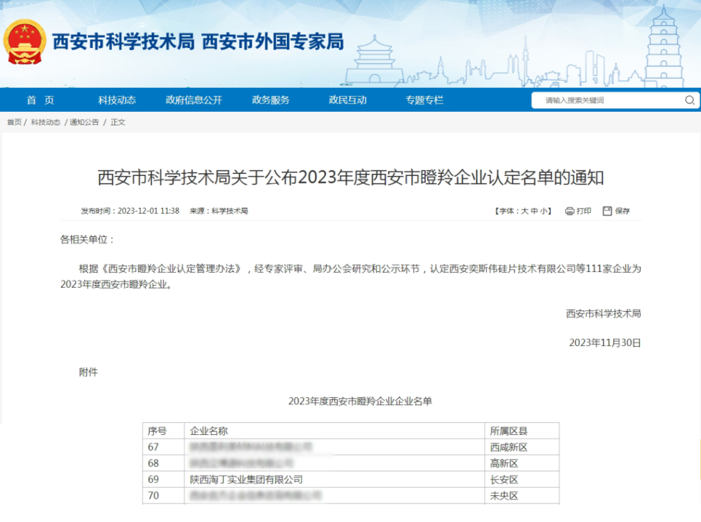 喜讯 | 淘丁集团荣获“2023年西安市瞪羚企业”认定插图1 喜讯 | 淘丁集团荣获“2023年西安市瞪羚企业”认定插图1