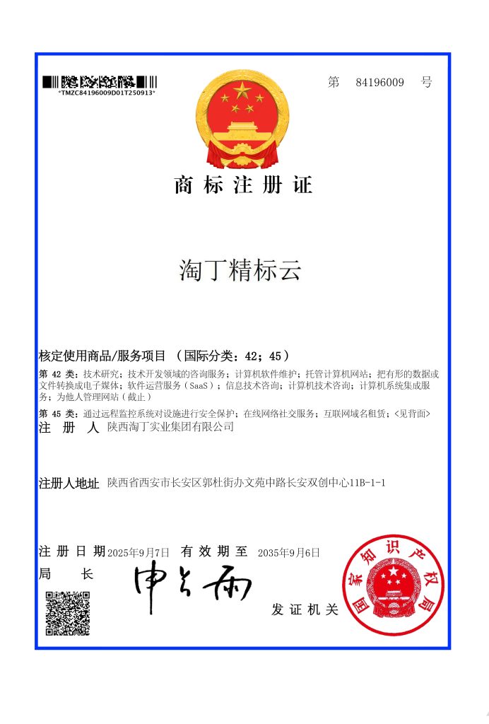 淘丁成功注册“淘丁精标云”商标，让AI数据标注工具更安全、更可靠插图